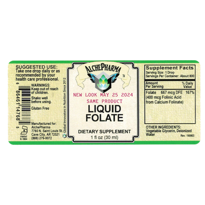 Folate Liquid [ 667 mcg DFE, 400 mcg of Folinic Acid ] 800 Servings-Vitamin-AlchePharma