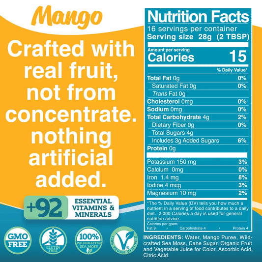 Sea Moss Gel Pouch MANGO Flavor 16oz