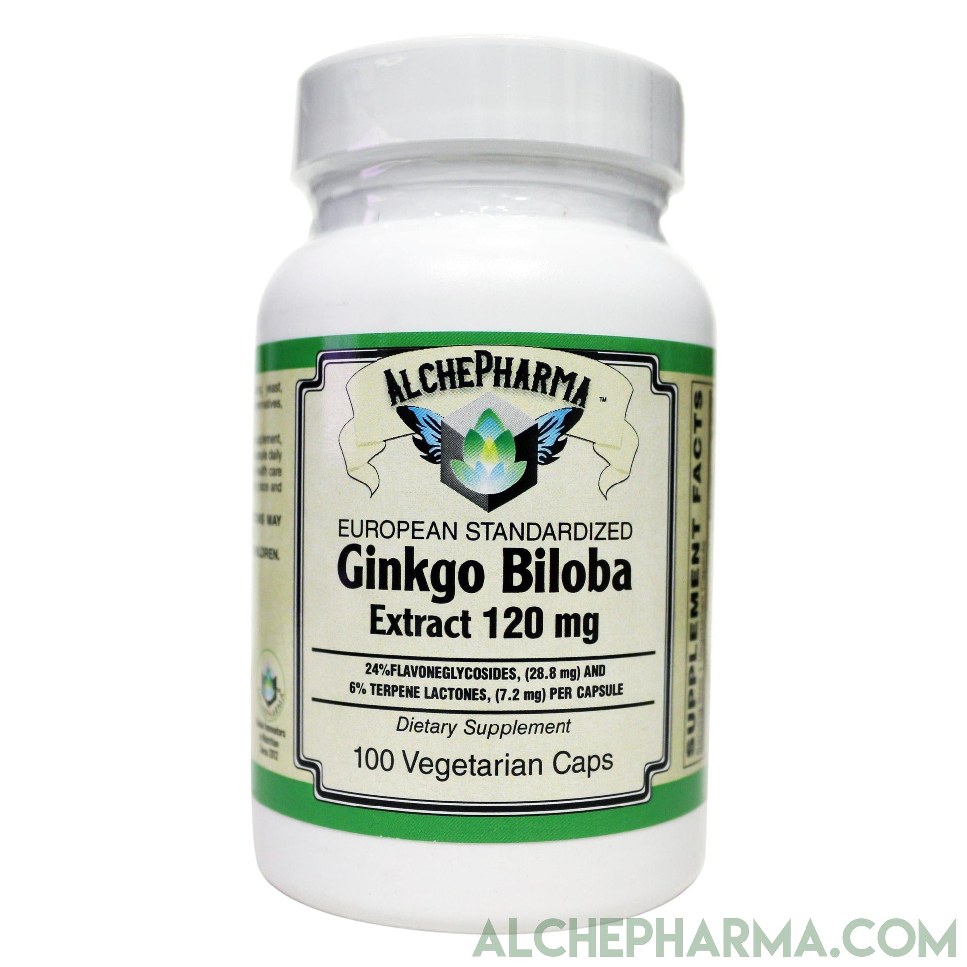Ginkgo Biloba 120mg- European Standardized to 24% Flavonglycosides, 6% Terpene Lactones, 0.8% Ginkgolide B-AlchePharma