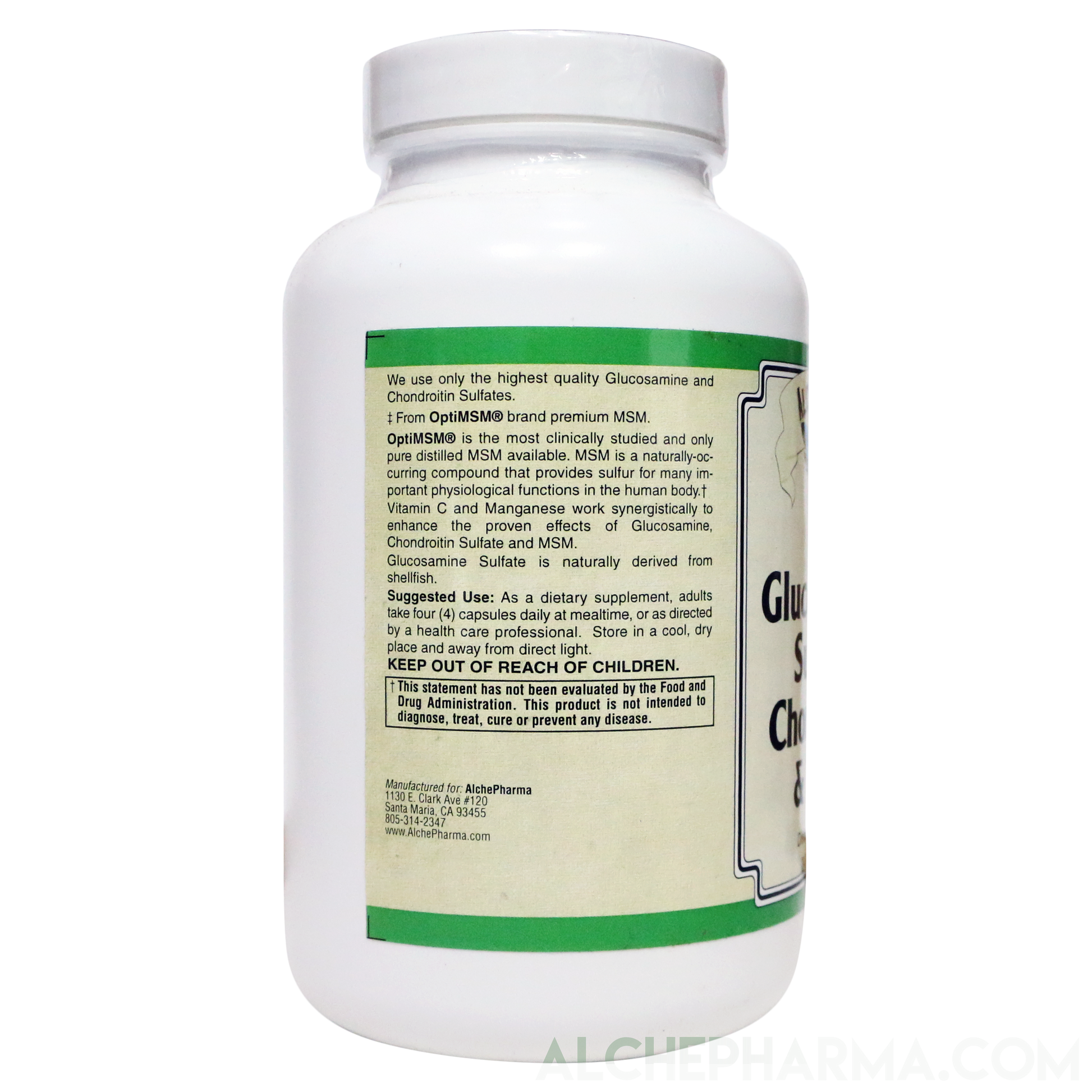 Glucosamine Sulfate, Chondroitin & MSM Capsules ( 4 Cap High Potency Formula )-Vitamins & Supplements-AlchePharma