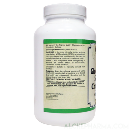 Glucosamine Sulfate, Chondroitin & MSM Capsules ( 4 Cap High Potency Formula )-Vitamins & Supplements-AlchePharma