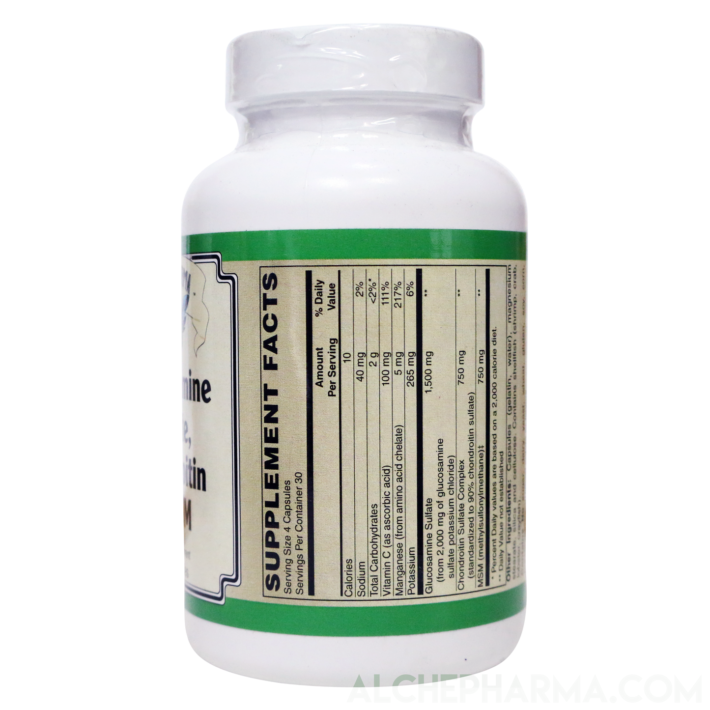 Glucosamine Sulfate, Chondroitin & MSM Capsules ( 4 Cap High Potency Formula )-Vitamins & Supplements-AlchePharma
