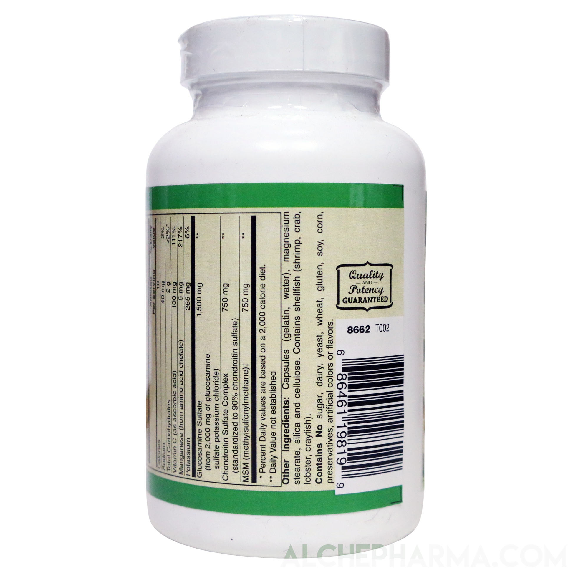 Glucosamine Sulfate, Chondroitin & MSM Capsules ( 4 Cap High Potency Formula )-Vitamins & Supplements-AlchePharma