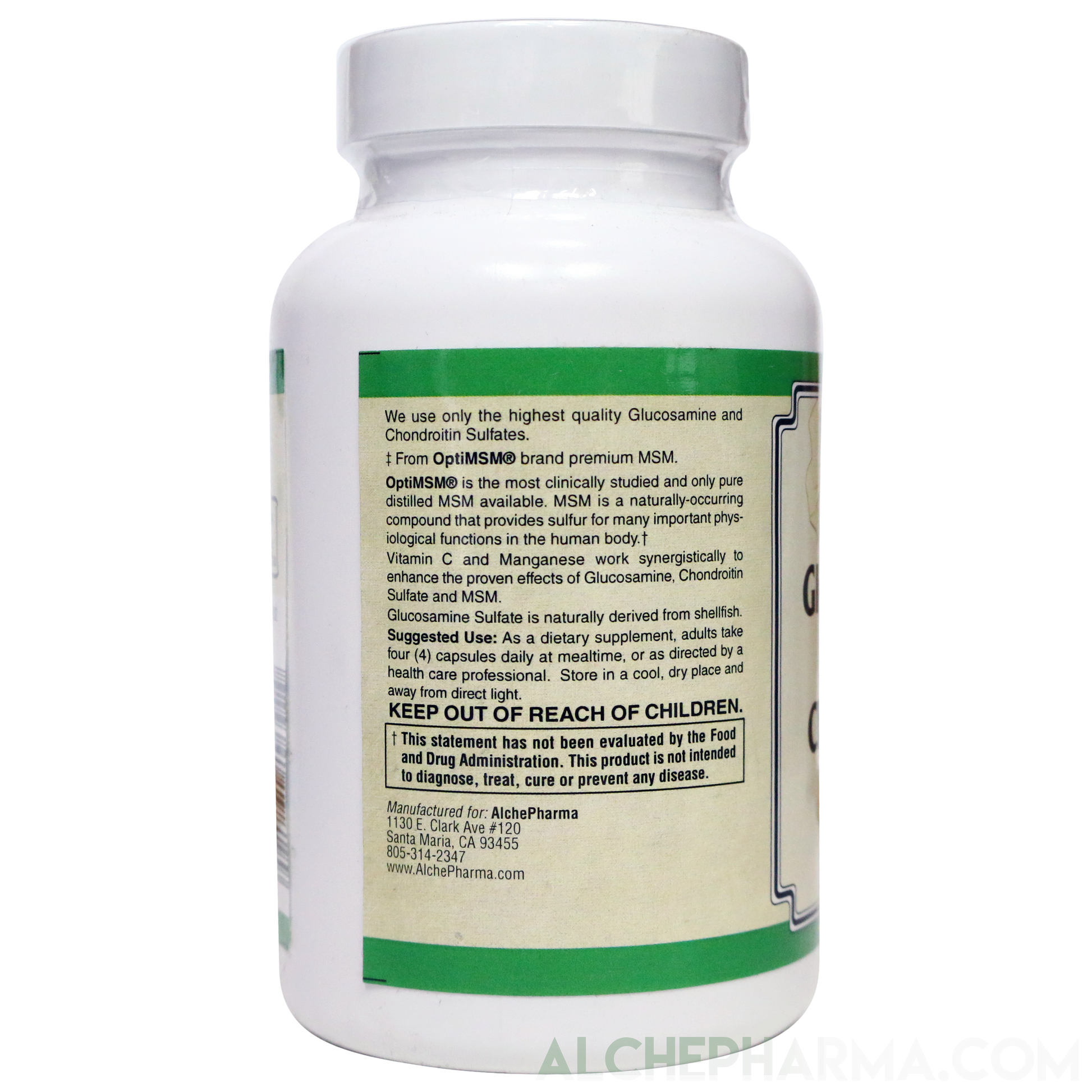 Glucosamine Sulfate, Chondroitin & MSM Capsules ( 4 Cap High Potency Formula )-Vitamins & Supplements-AlchePharma