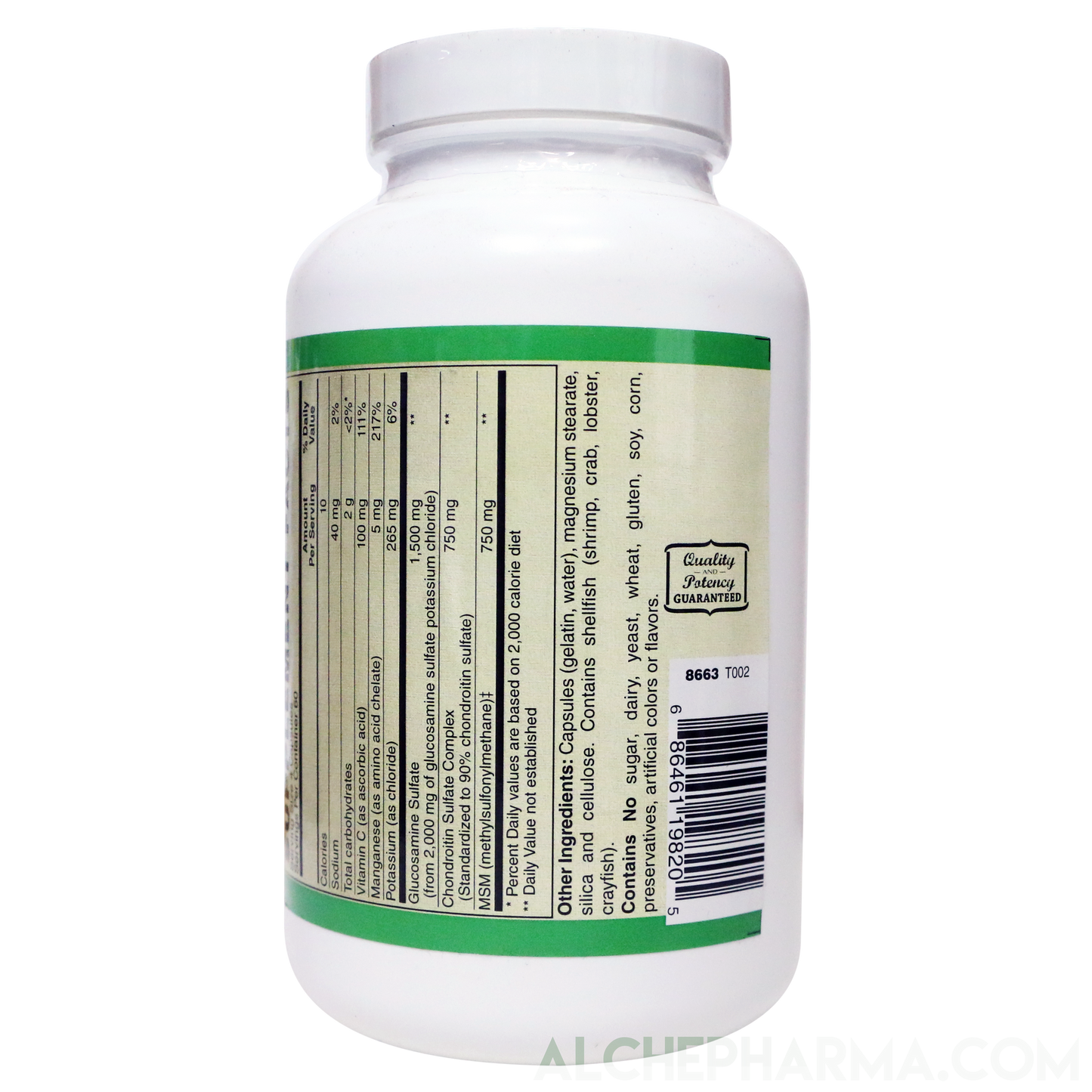 Glucosamine Sulfate, Chondroitin & MSM Capsules ( 4 Cap High Potency Formula )-Vitamins & Supplements-AlchePharma