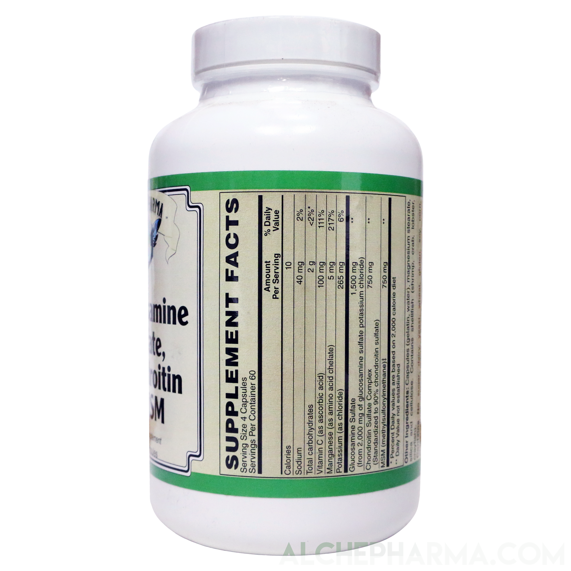 Glucosamine Sulfate, Chondroitin & MSM Capsules ( 4 Cap High Potency Formula )-Vitamins & Supplements-AlchePharma