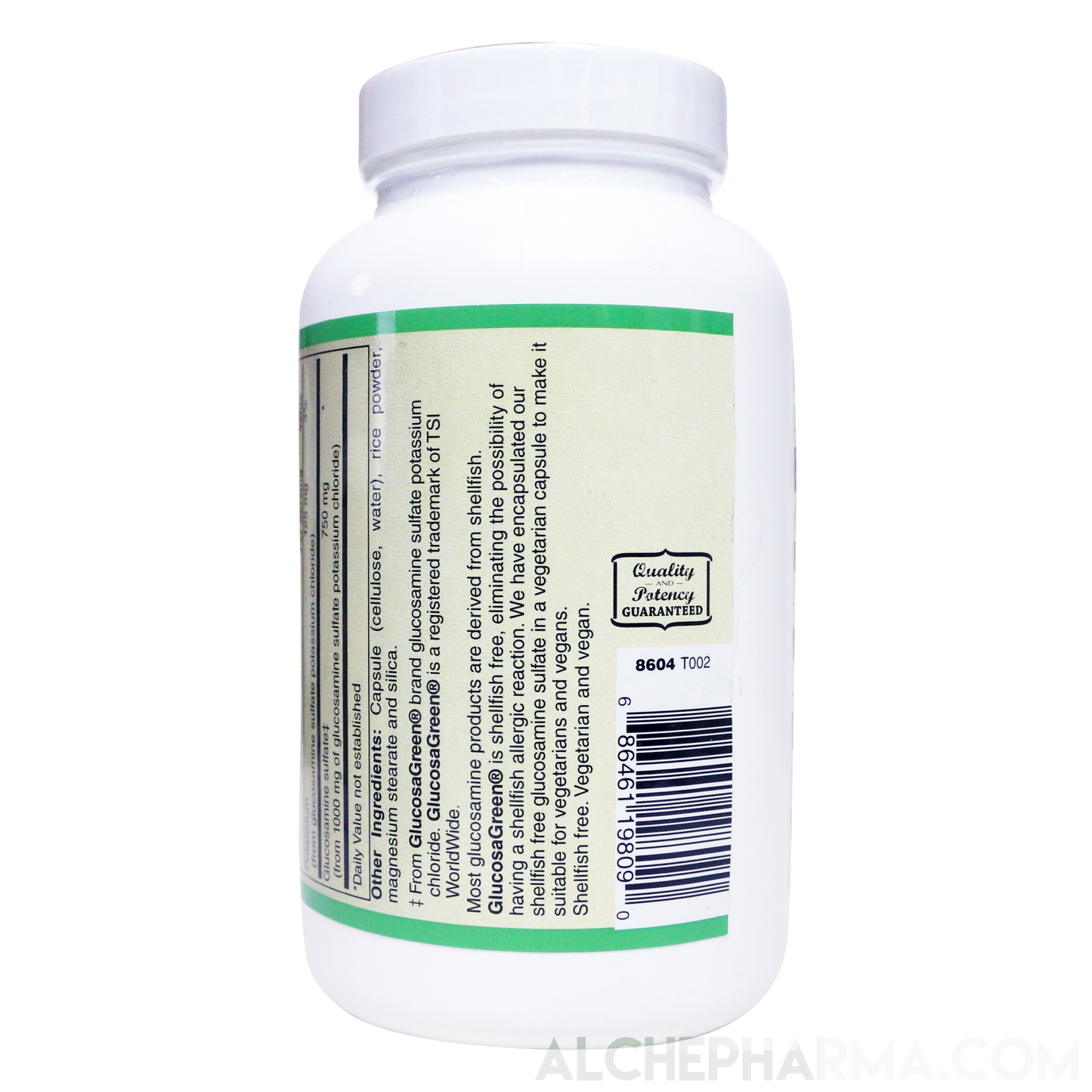 Glucosamine Sulfate ( Vegan - Patented GlucosaGreen Technology ) 750 mg.-Joint Health-AlchePharma
