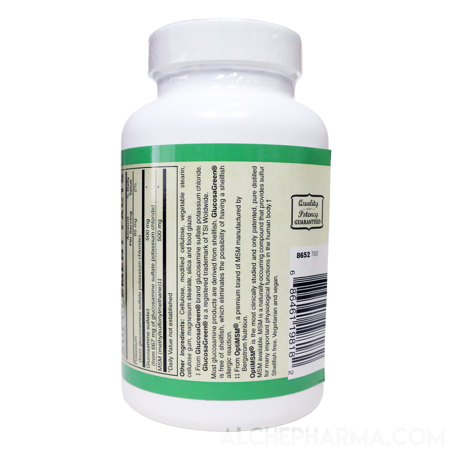 Glucosamine and MSM - Shellfish-Free( Fully Reacted Glucosamine Sulfate ) Vegetarian-Vitamins & Supplements-AlchePharma