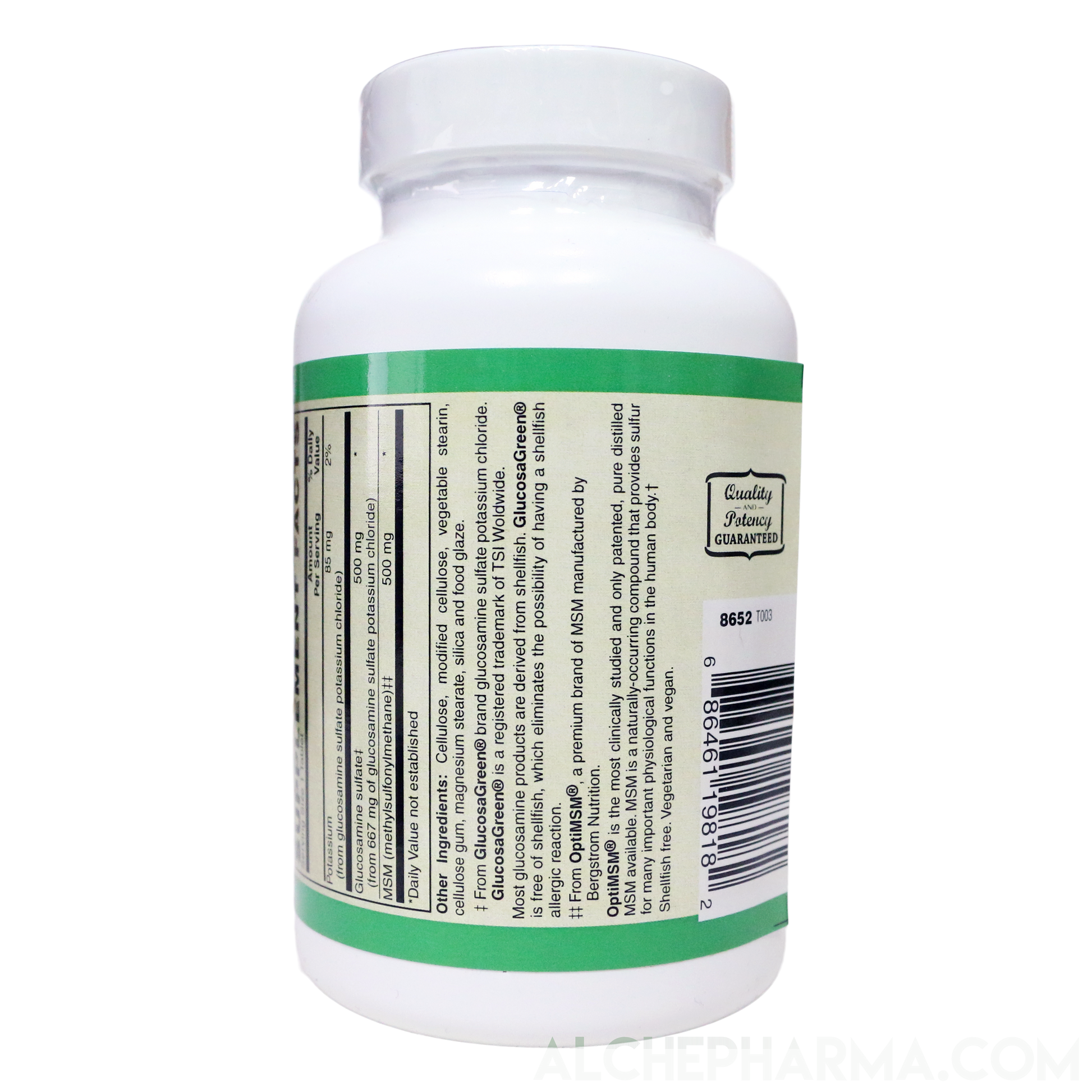 Glucosamine and MSM - Shellfish-Free( Fully Reacted Glucosamine Sulfate ) Vegetarian-Vitamins & Supplements-AlchePharma