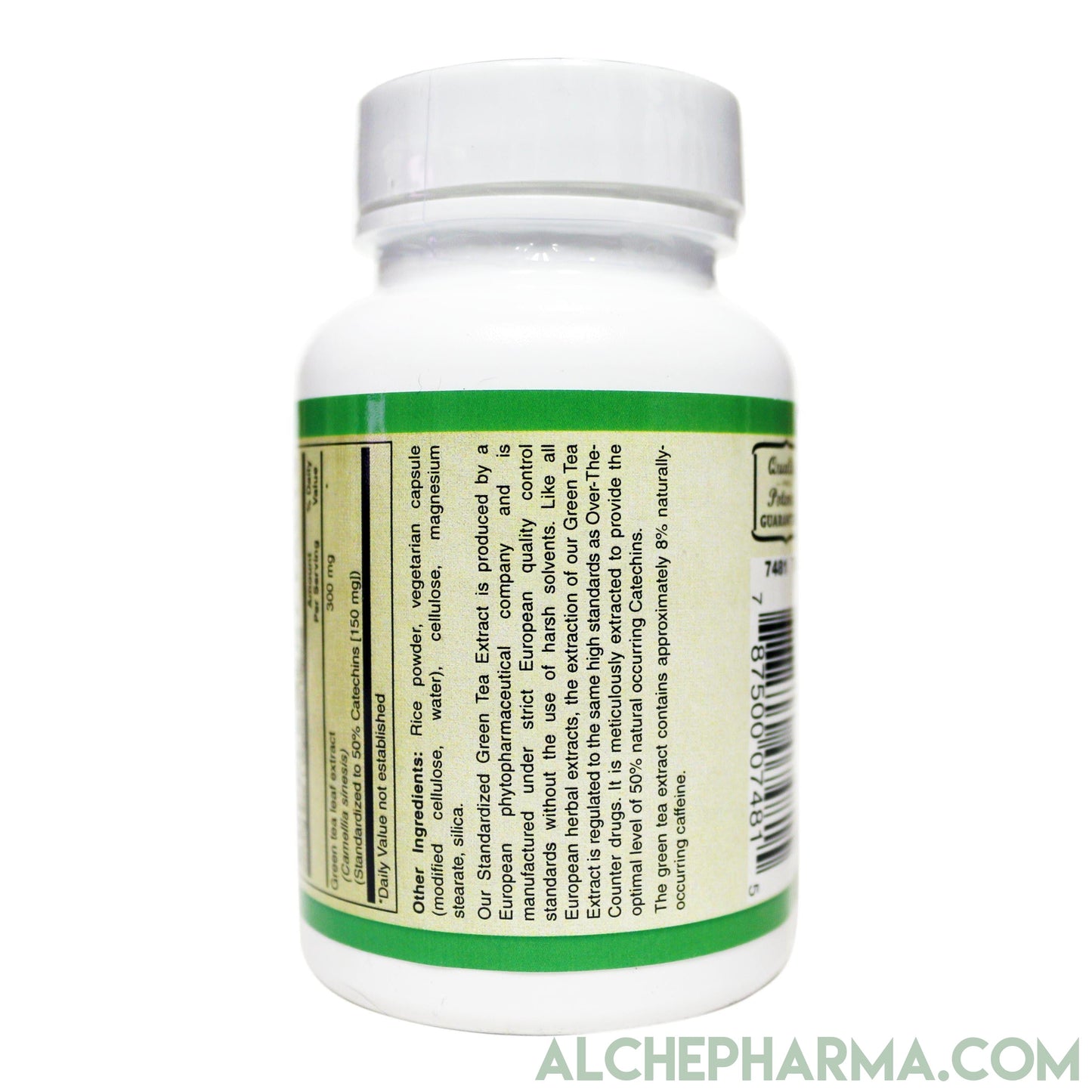Green Tea Extract 300mg- (Water Extracted, Solvent Free, European Standardized) and 150mg Catechins per VegCap-Herb-AlchePharma