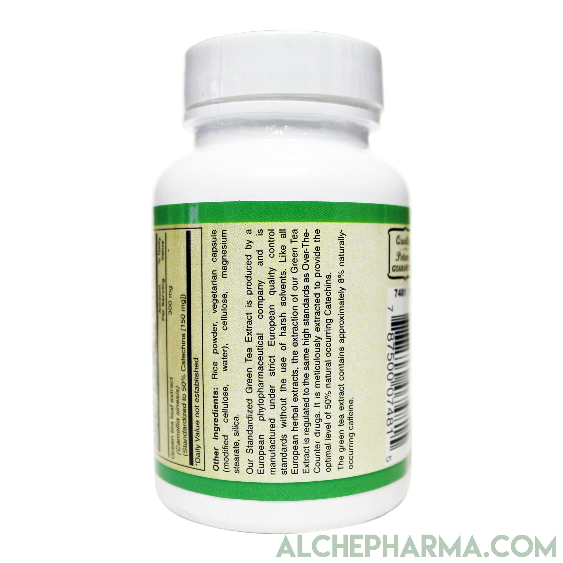 Green Tea Extract 300mg- (Water Extracted, Solvent Free, European Standardized) and 150mg Catechins per VegCap-Herb-AlchePharma