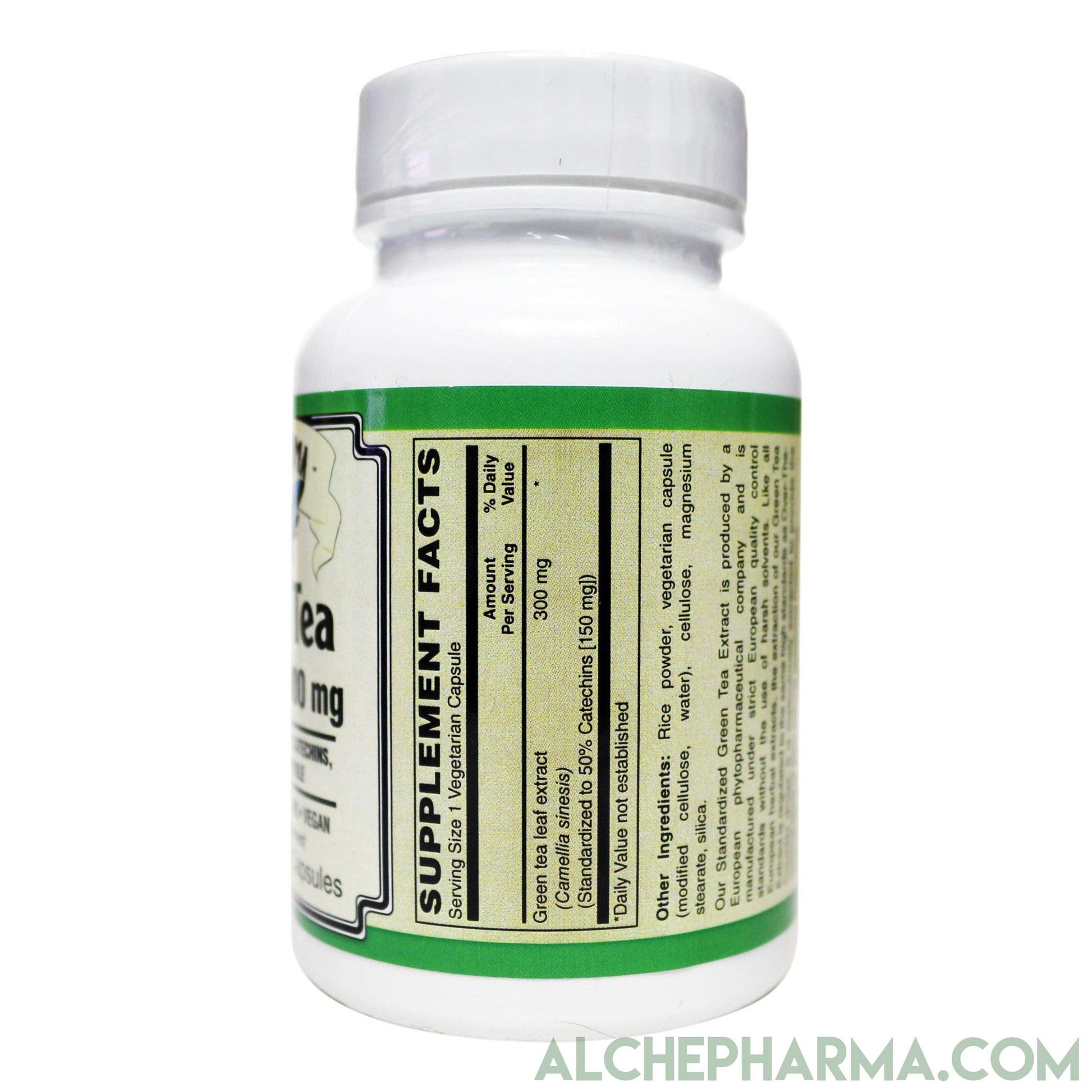Green Tea Extract 300mg- (Water Extracted, Solvent Free, European Standardized) and 150mg Catechins per VegCap-Herb-AlchePharma
