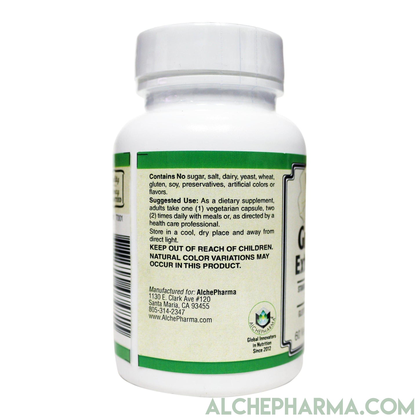 Green Tea Extract 300mg- (Water Extracted, Solvent Free, European Standardized) and 150mg Catechins per VegCap-Herb-AlchePharma