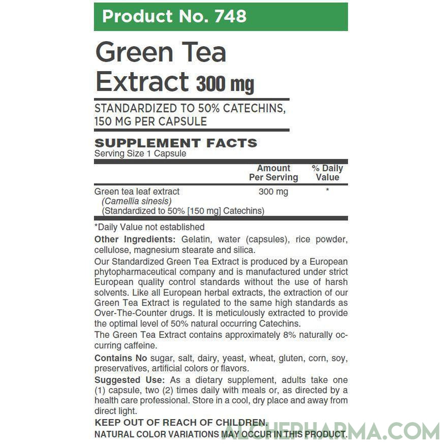 Green Tea Extract 300mg- (Water Extracted, Solvent Free, European Standardized) and 150mg Catechins per VegCap-Herb-AlchePharma