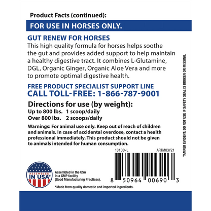 Gut Renew 13.76 Oz Powder (Intestinal Lining Support for Horses)-Pet Supplements-AlchePharma