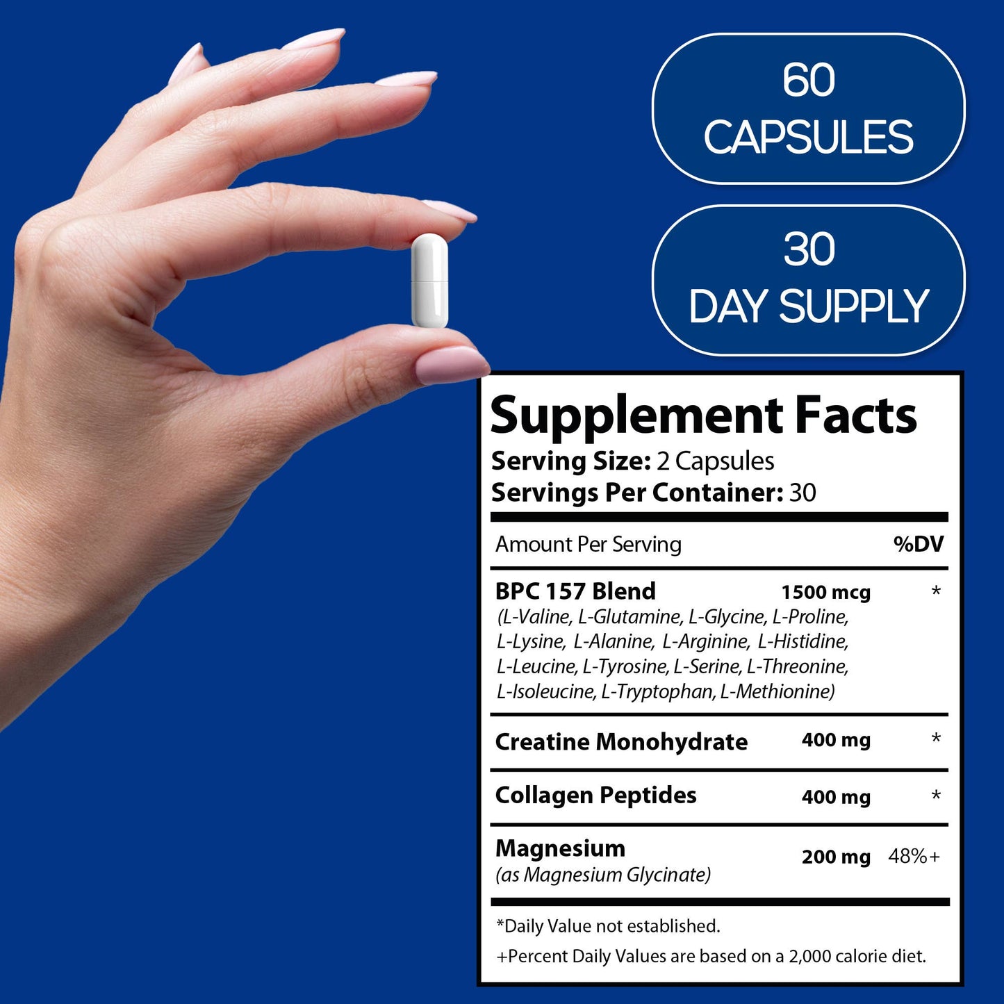 HARMONIFY BPC-157 Blend – with Creatine Monohydrate, Collagen Peptides & Magnesium – 60 Capsules | Muscle Recovery, Joint & Gut Health Support | 1000mg Per Serving | Made in USA-AlchePharma