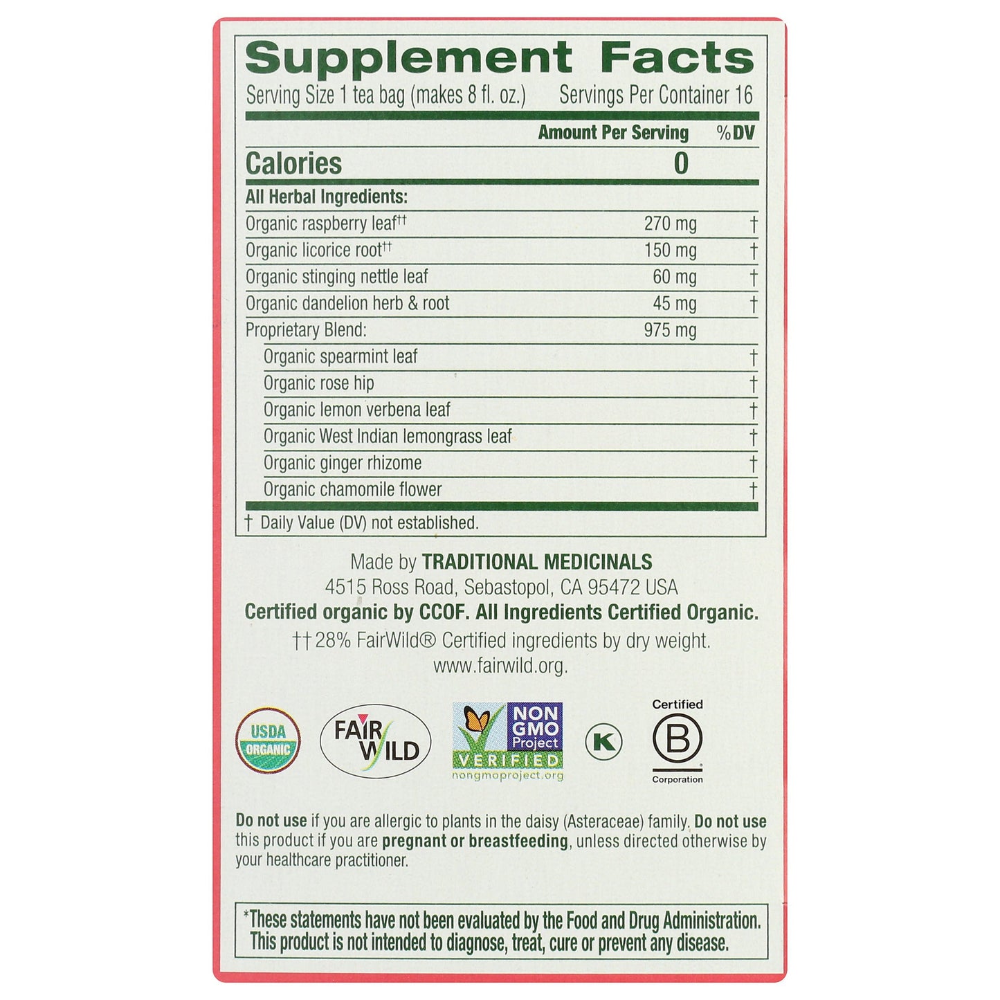 Healthy Cycle Tea - Raspberry Leaf, Organic-Herbal Teas-AlchePharma