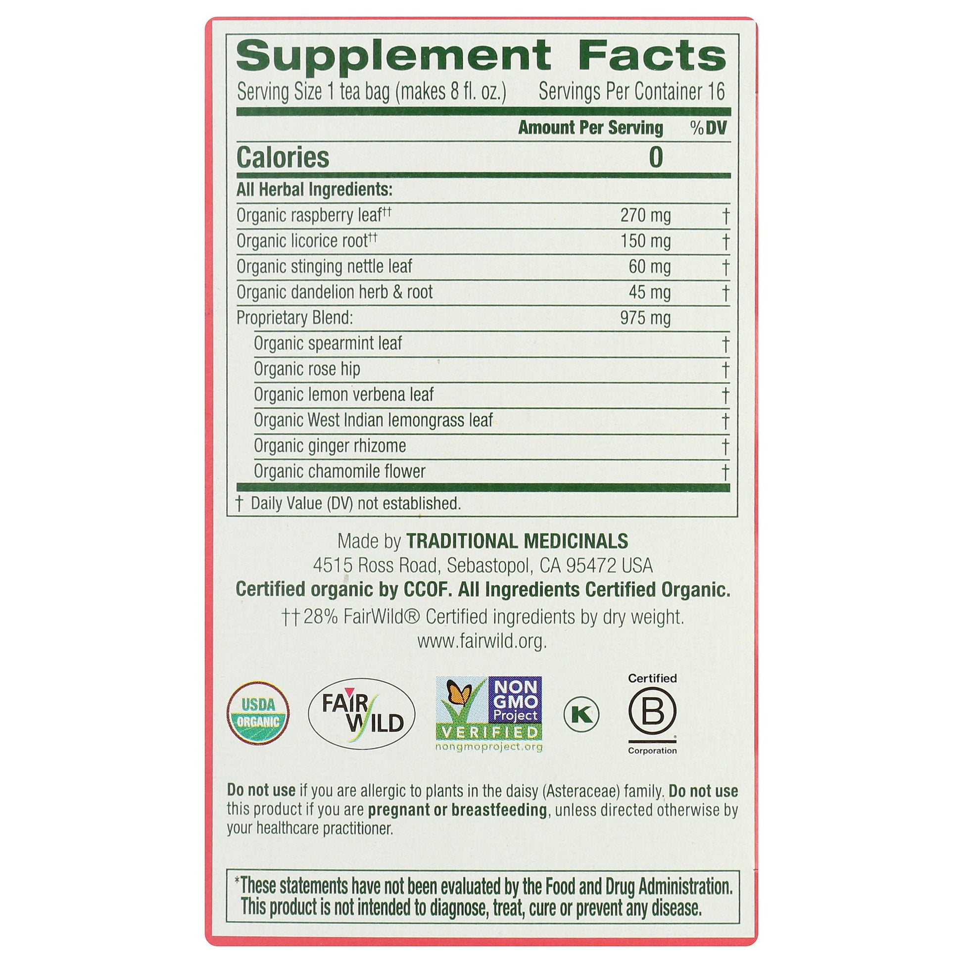 Healthy Cycle Tea - Raspberry Leaf, Organic-Herbal Teas-AlchePharma