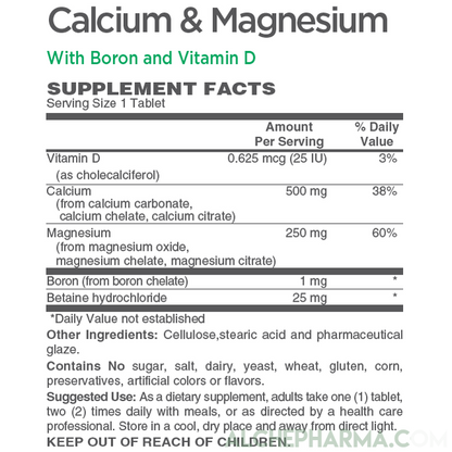 Hi-Potency Calcium and Magnesium w/D3 Boron and Betaine HCL-AlchePharma