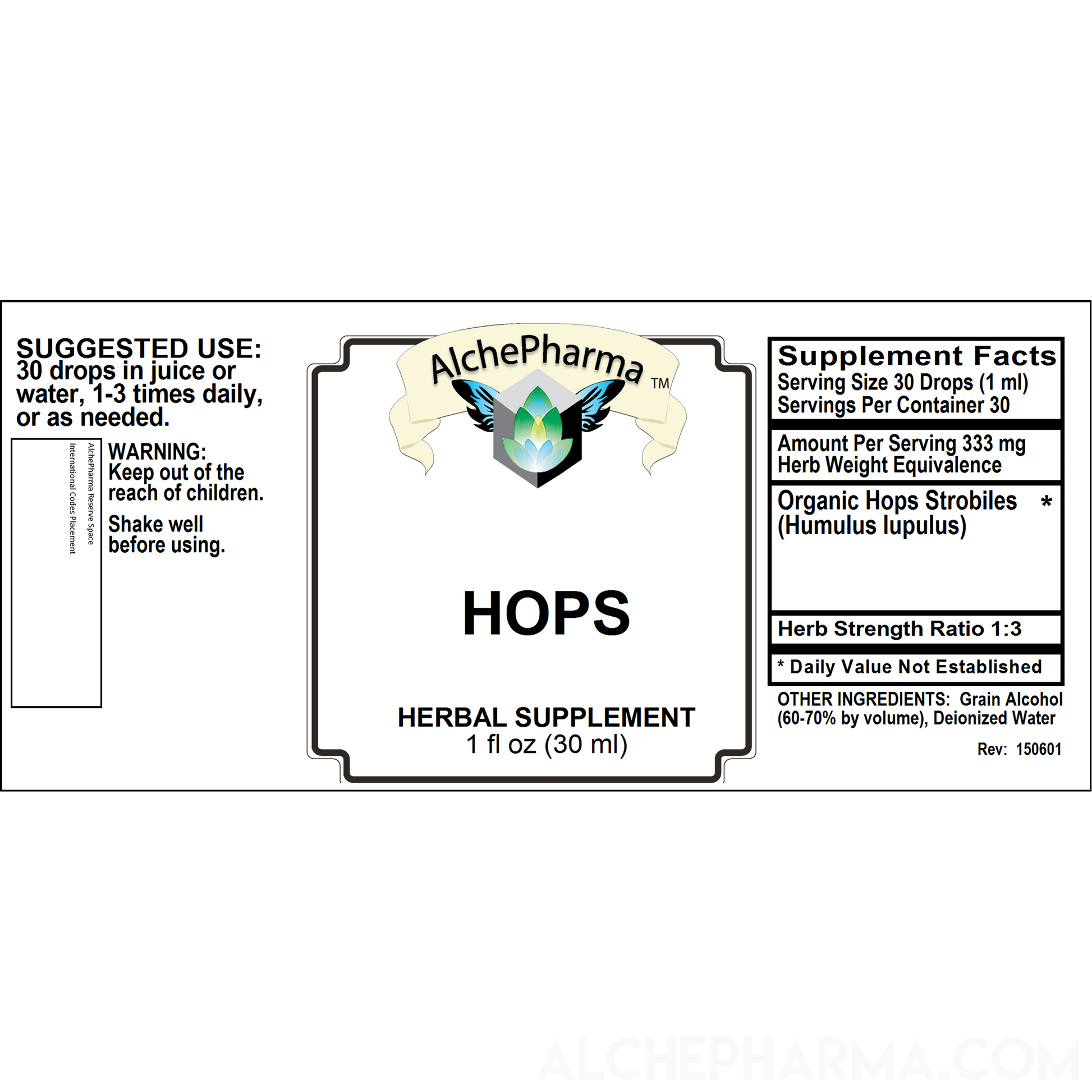Hops Tincture ( Organic Hops Strobiles ) HSR 1:3 Parve K-1604-Herbs-AlchePharma