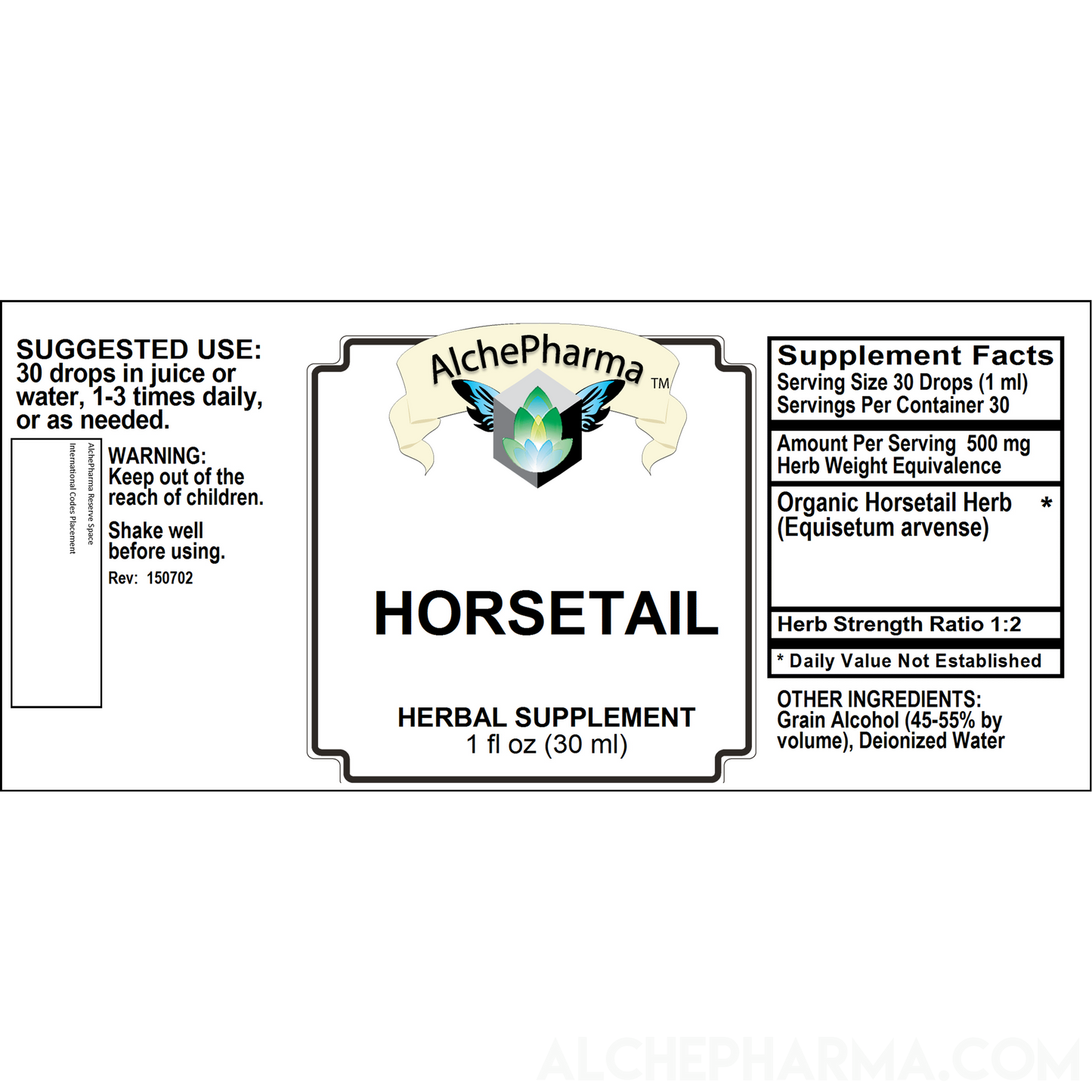 Horsetail Herb Tincture ( Organic Equisetum arvense ) HSR 1:2-Herb Tincture-AlchePharma