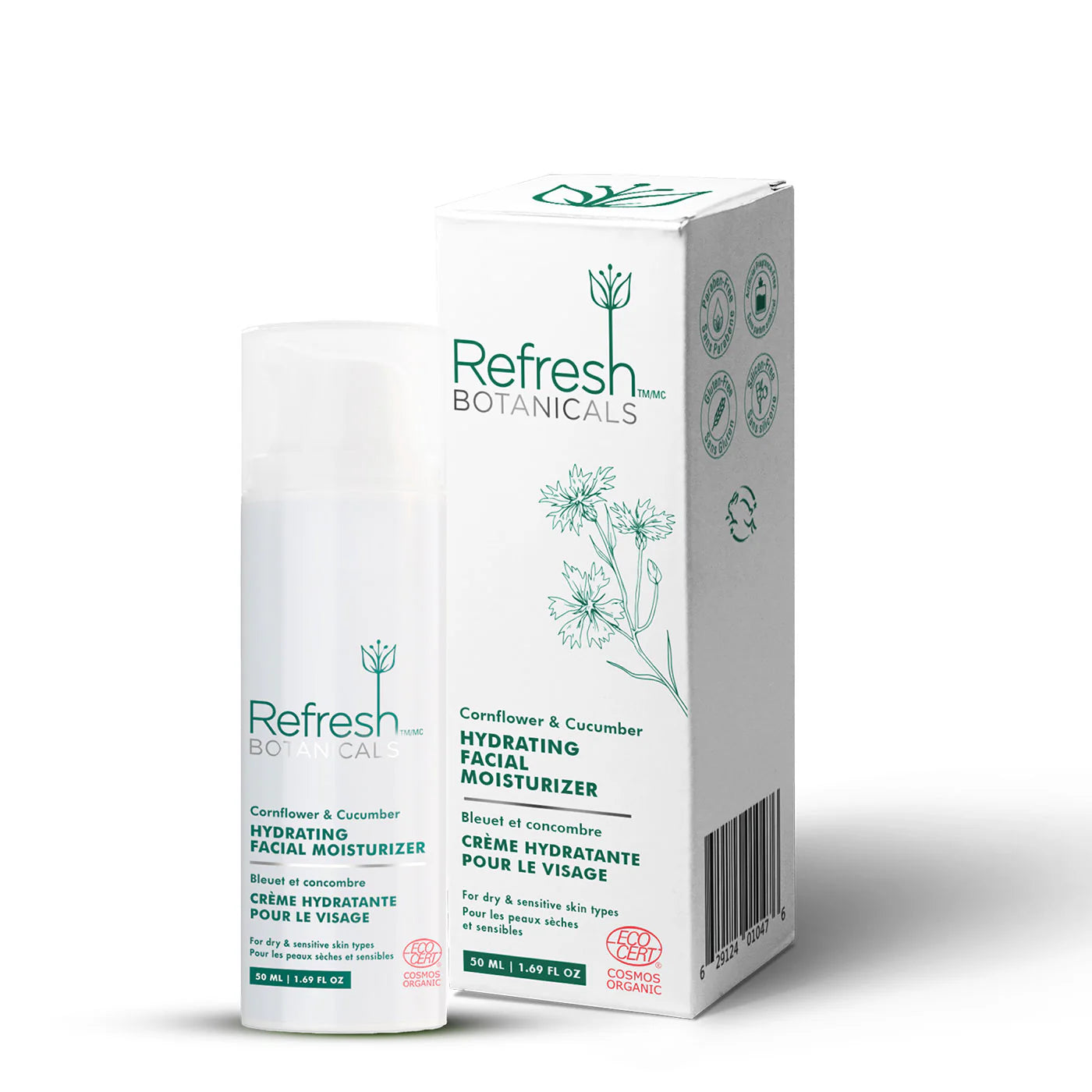 Hydrating Facial Moisturizer - Cornflower & Cucumber - 50 mL