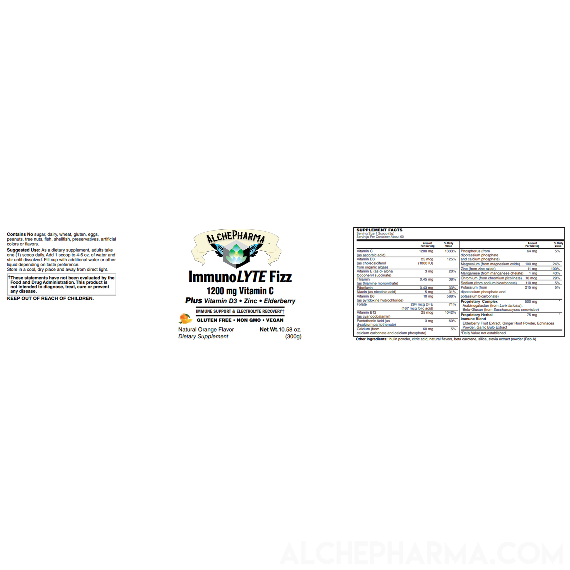 ImmunoLYTE Fizz ( 500 mg Proprietary Complex with Arabinogalactan (from Larix laricina) and Beta-Glucan (from Saccharomyces cerevisiae)-Vitamins & Supplements-AlchePharma