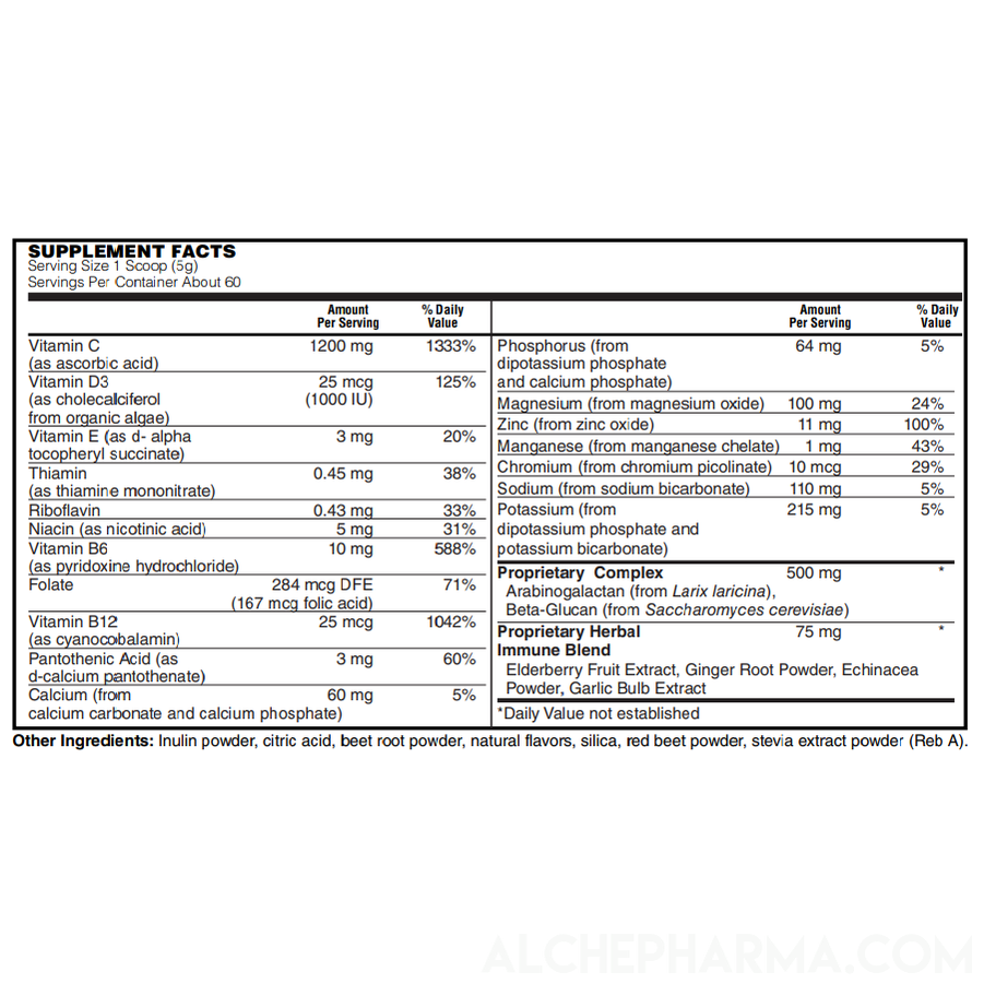ImmunoLYTE Fizz ( 500 mg Proprietary Complex with Arabinogalactan (from Larix laricina) and Beta-Glucan (from Saccharomyces cerevisiae)-Vitamins & Supplements-AlchePharma