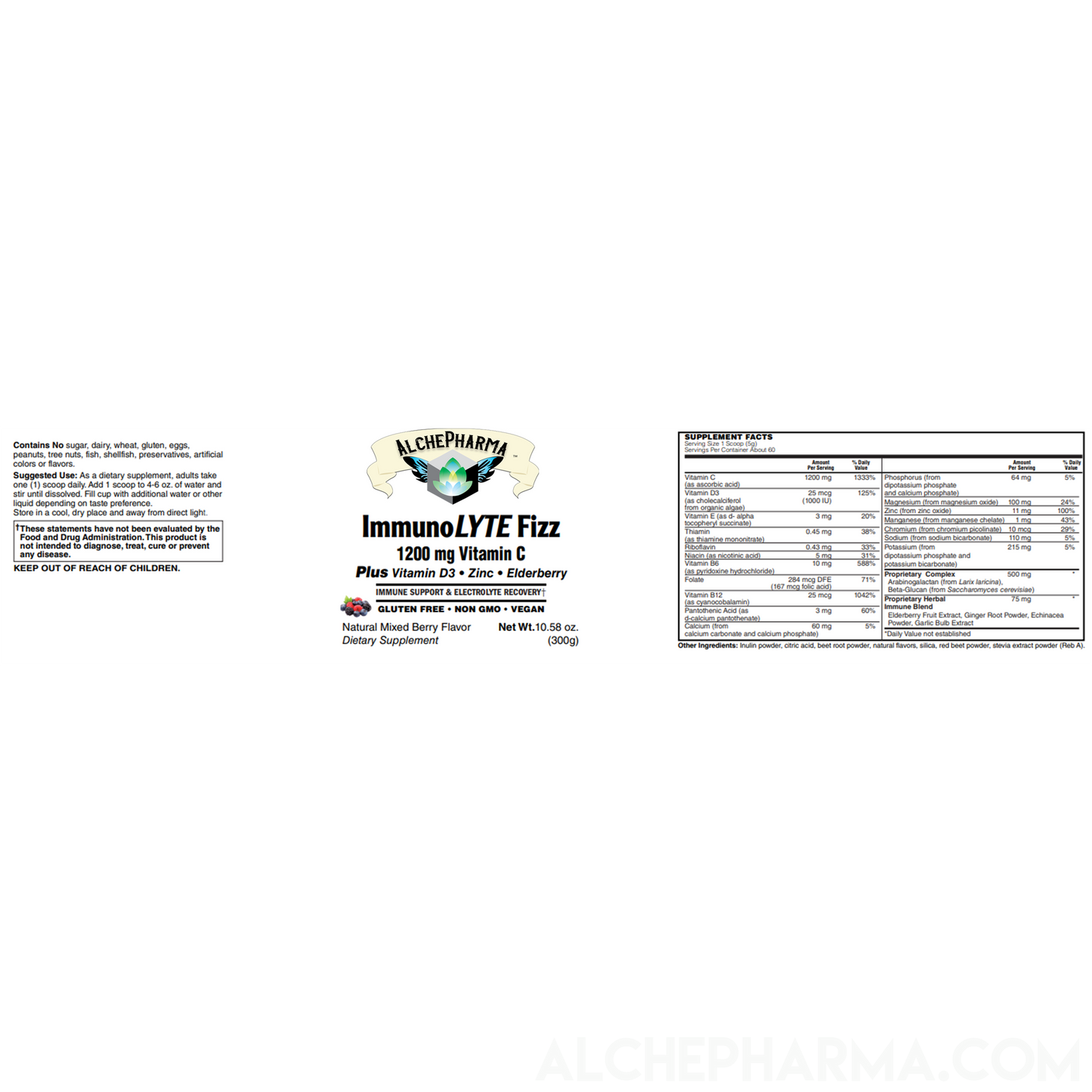 ImmunoLYTE Fizz ( 500 mg Proprietary Complex with Arabinogalactan (from Larix laricina) and Beta-Glucan (from Saccharomyces cerevisiae)-Vitamins & Supplements-AlchePharma