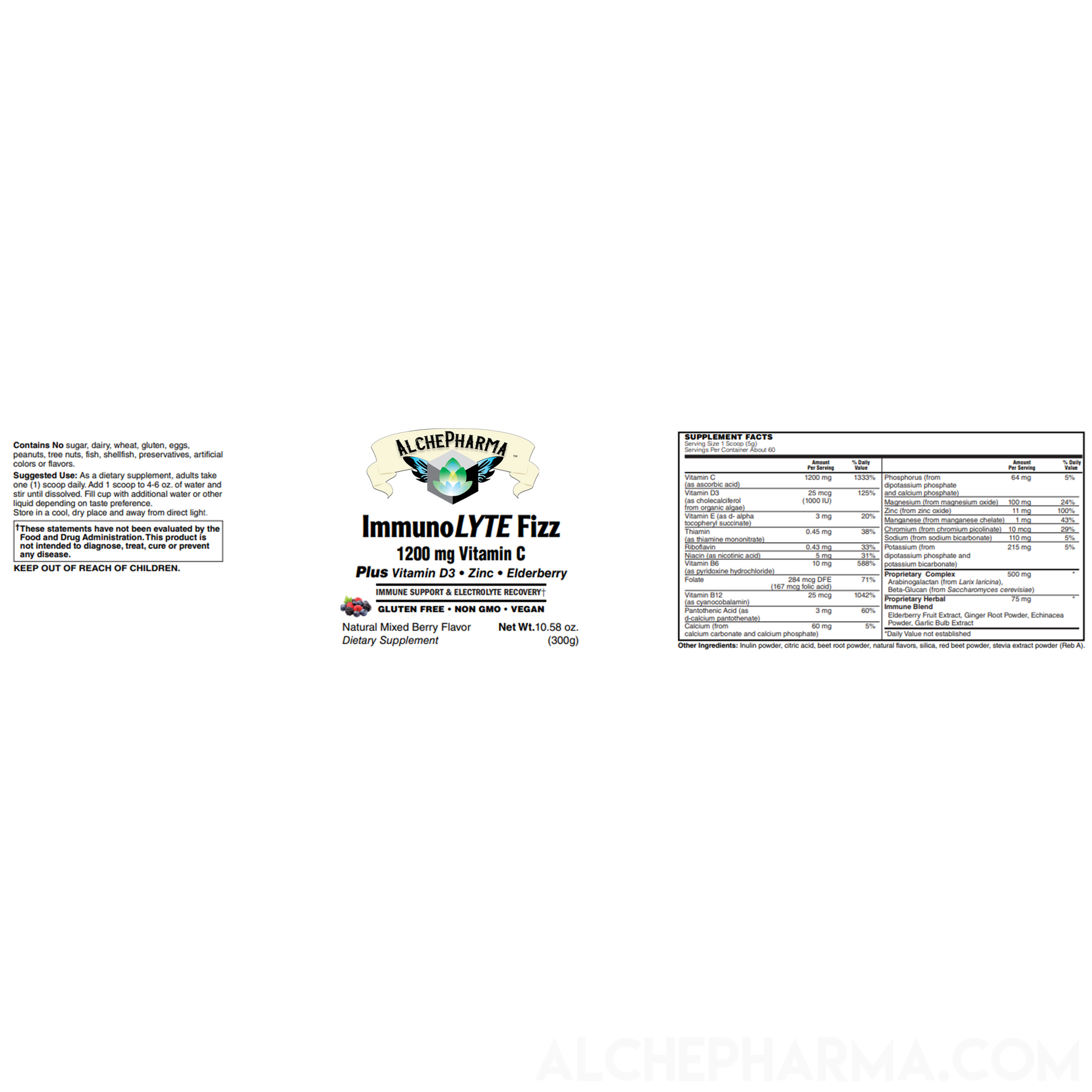 ImmunoLYTE Fizz ( 500 mg Proprietary Complex with Arabinogalactan (from Larix laricina) and Beta-Glucan (from Saccharomyces cerevisiae)-Vitamins & Supplements-AlchePharma