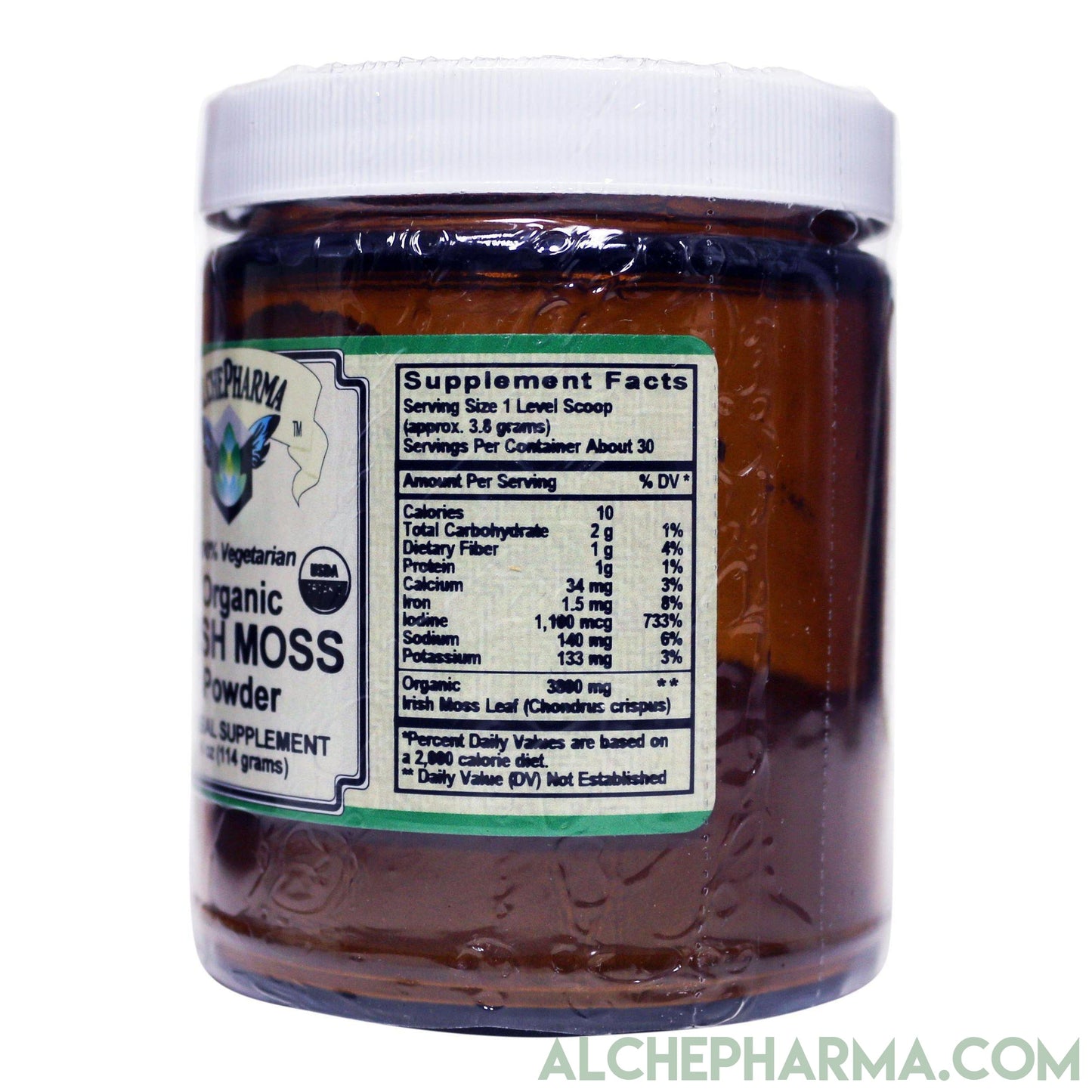 Irish Moss Leaf Powder, Pure, Certified Organic, Vegan, Chondrus crispus ( In Glass )-AlchePharma