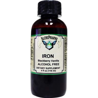 Iron Liquid ( Gentle High Absorption Ferrous Bisglycinate Chelate) Blackberry Vanilla 4 fl oz 24 servings-Minerals-AlchePharma