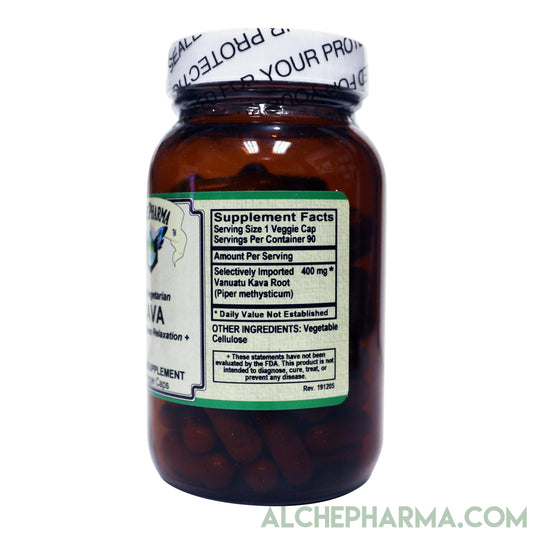 Kava Root 100% Pure, ( Nobel Vanuatu Kava Root ) 400mg 90 Veg Caps Piper methysticum-Herb-AlchePharma