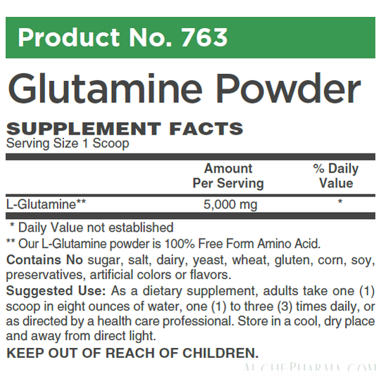 L-Glutamine 100% Pure Free Form Powder - No Other Ingredients-amino acid-AlchePharma