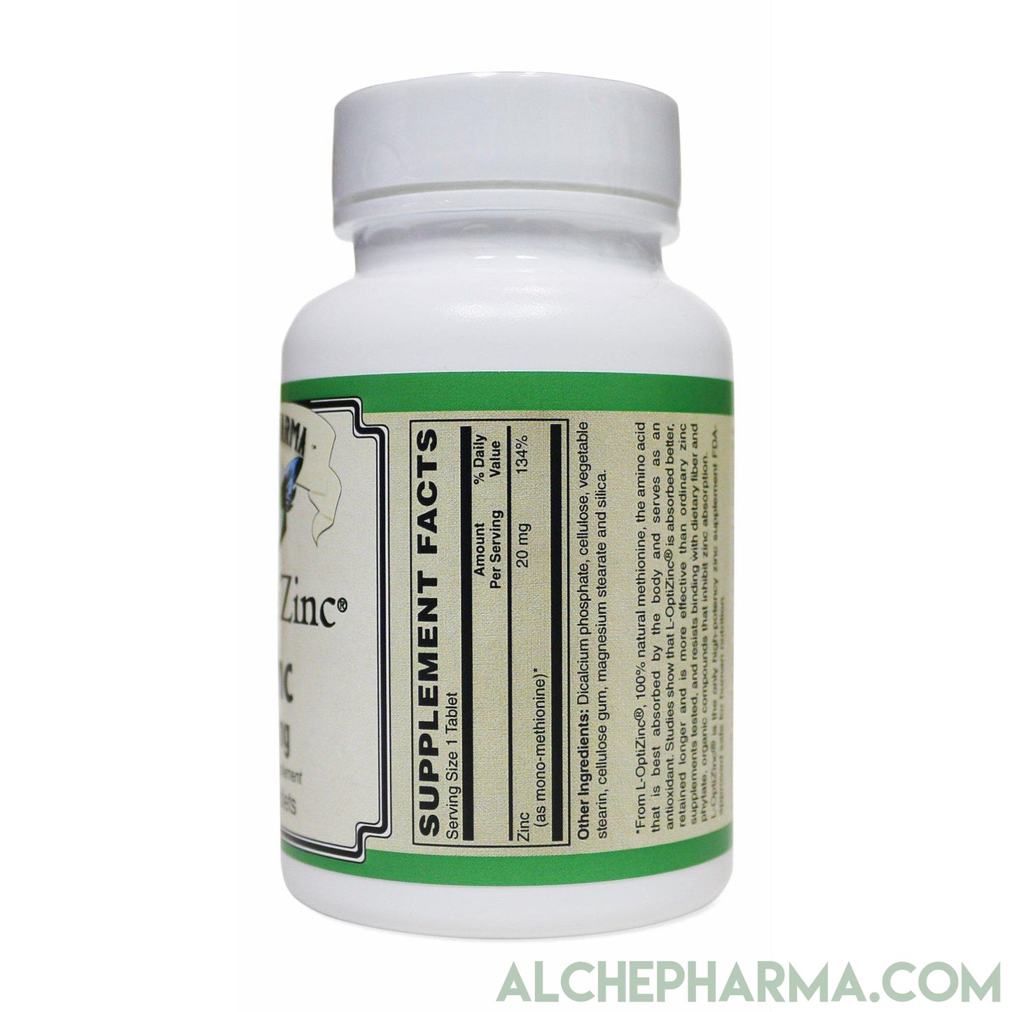 L-OptiZinc® 20mg Zinc as Mono-Methionine, not affected by dietary fiber and does not have a negative effect on copper absorption/status.-Minerals-AlchePharma