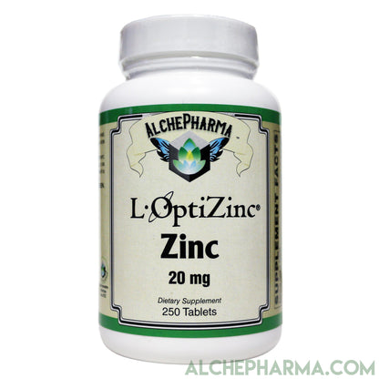L-OptiZinc® 20mg Zinc as Mono-Methionine, not affected by dietary fiber and does not have a negative effect on copper absorption/status.-Minerals-AlchePharma