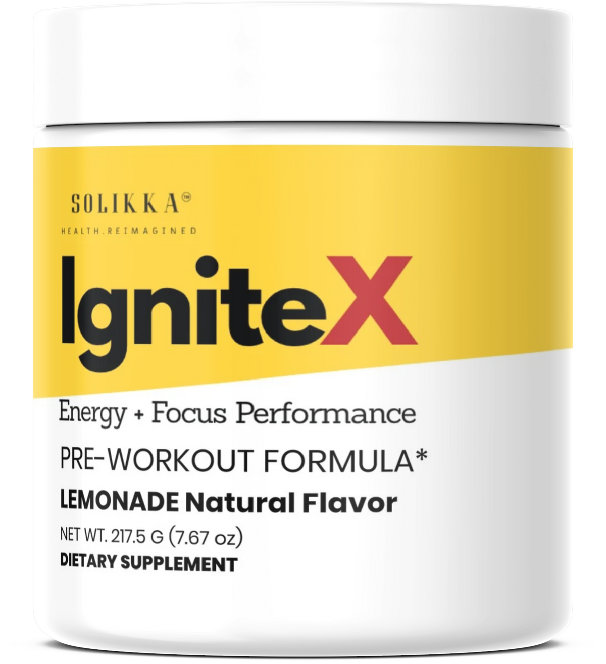 solikka IgniteX Pre-Workout Formula – Energy + Focus Performance, Lemonade (30 Servings)