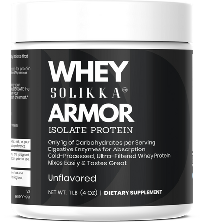 solikka Whey Armor Isolate Protein Powder – 100% Whey Isolate, Unflavored (1 lb / 16 Servings)