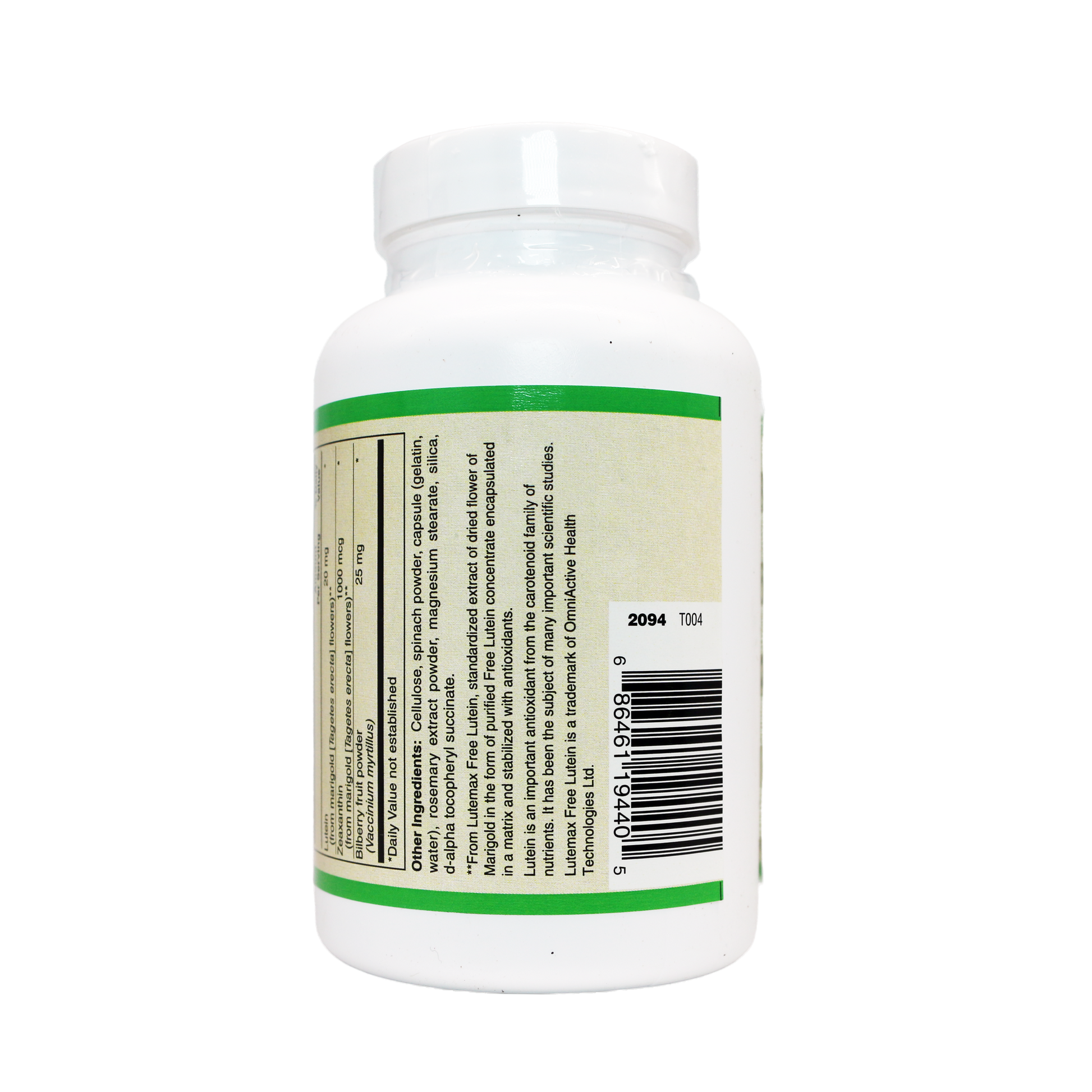 LUTEIN PLUS 20 MG ( crystalline free lutein ) w/ Zeaxanthin and Bilberry - Lutemax®-Vision-AlchePharma