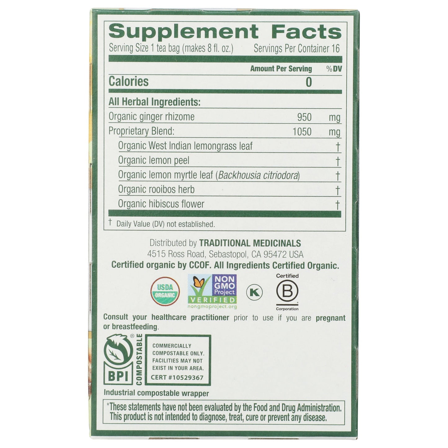 Lemon Ginger Tea, Organic-Herbal Teas-AlchePharma