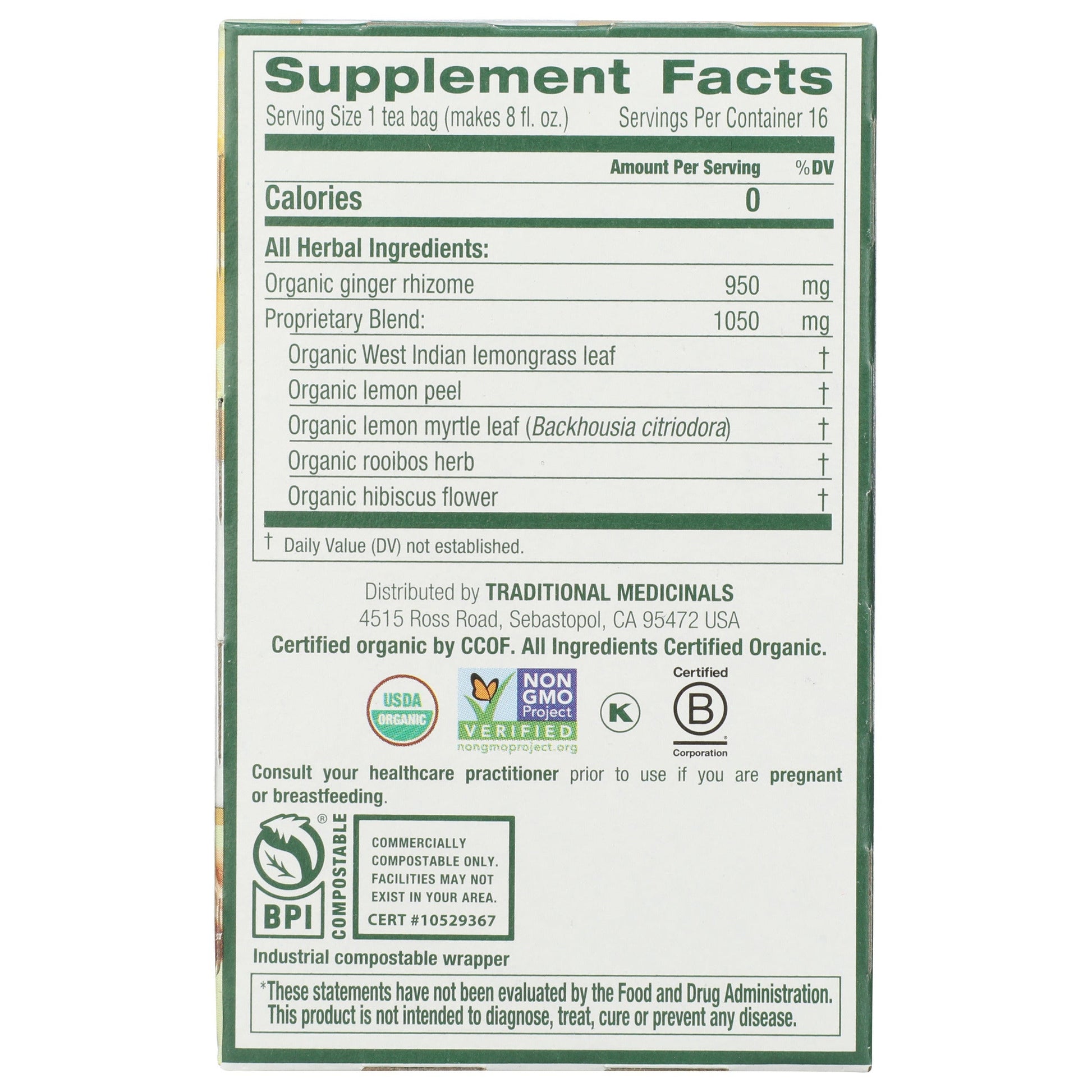 Lemon Ginger Tea, Organic-Herbal Teas-AlchePharma