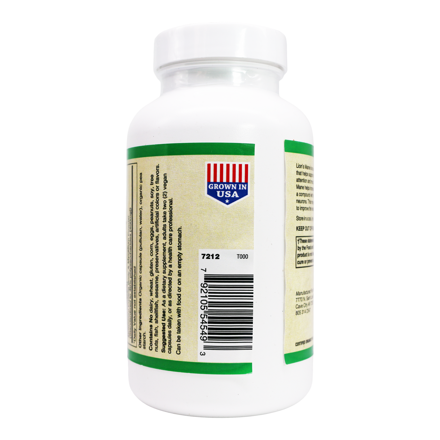 Lion's Mane Mushroom ( Organic ) 55% Polysaccharides Vegan 60 Vcaps 500 mg. per Capsule-Medicinal Mushrooms-AlchePharma