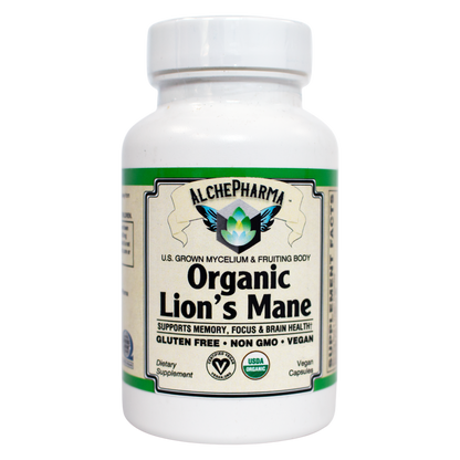 Lion's Mane Mushroom ( Organic ) 55% Polysaccharides Vegan Capsules-Medicinal Mushrooms-AlchePharma