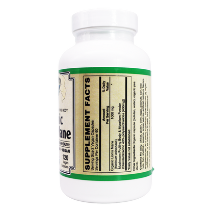 Lion's Mane Mushroom ( Organic ) 55% Polysaccharides Vegan 60 Vcaps 500 mg. per Capsule-Medicinal Mushrooms-AlchePharma