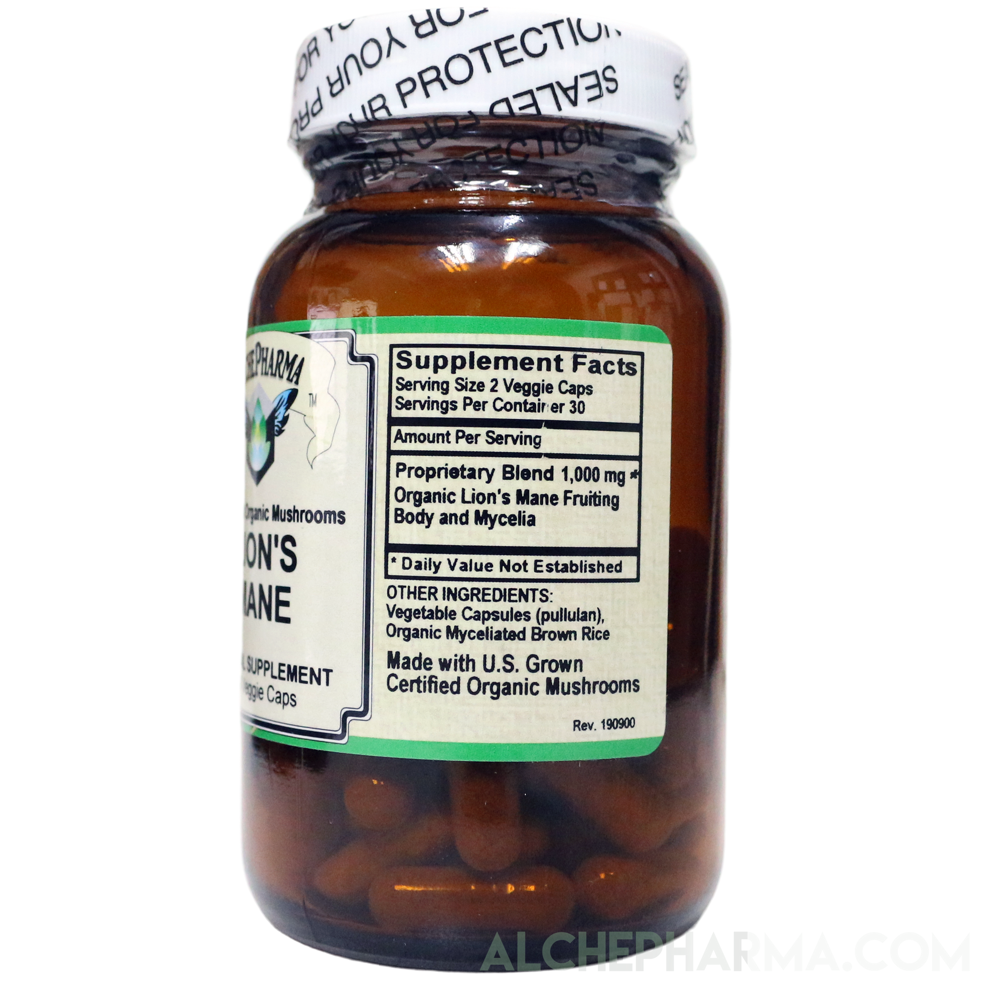 Lion's Mane Mushroom - Organic Blend of Fruiting Body and Mycelia-Medicinal Mushrooms-AlchePharma