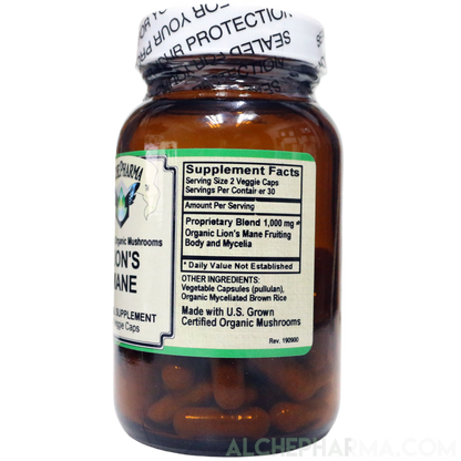 Lion's Mane Mushroom - Organic Blend of Fruiting Body and Mycelia-Medicinal Mushrooms-AlchePharma