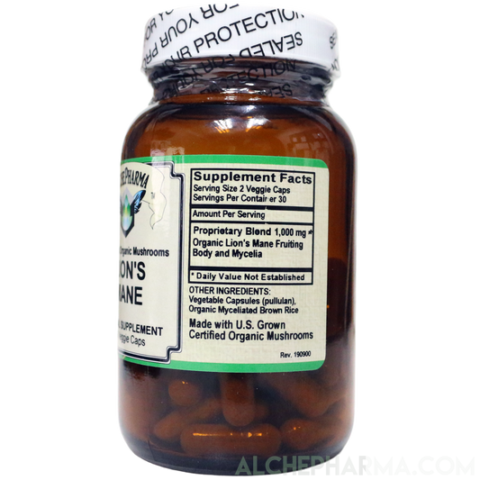 Lion's Mane Mushroom - Organic Blend of Fruiting Body and Mycelia-Medicinal Mushrooms-AlchePharma