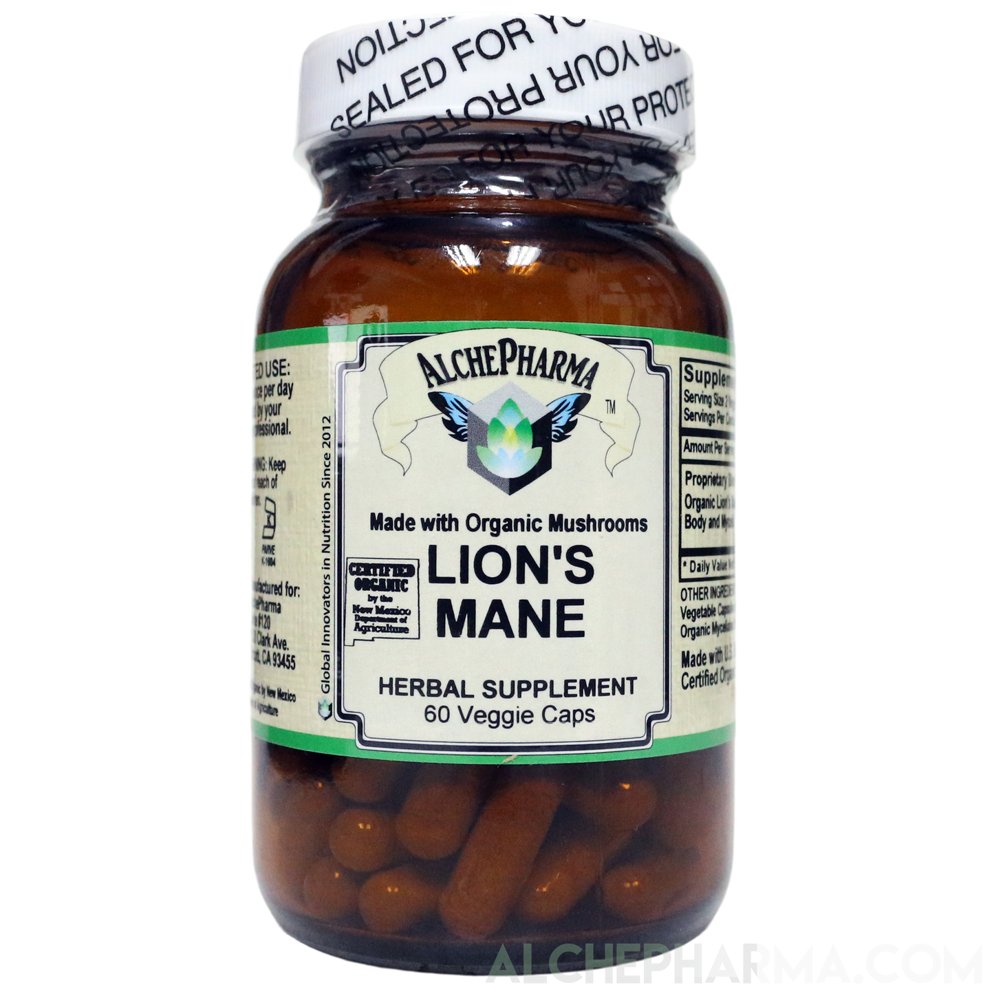 Lion's Mane Mushroom - Organic Blend of Fruiting Body and Mycelia-Medicinal Mushrooms-AlchePharma