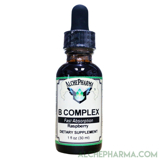 Liquid B-Complex ( Fast Absorbing Mix w/Water or Juice )- Raspberry Naturally Flavored-Vitamin-AlchePharma