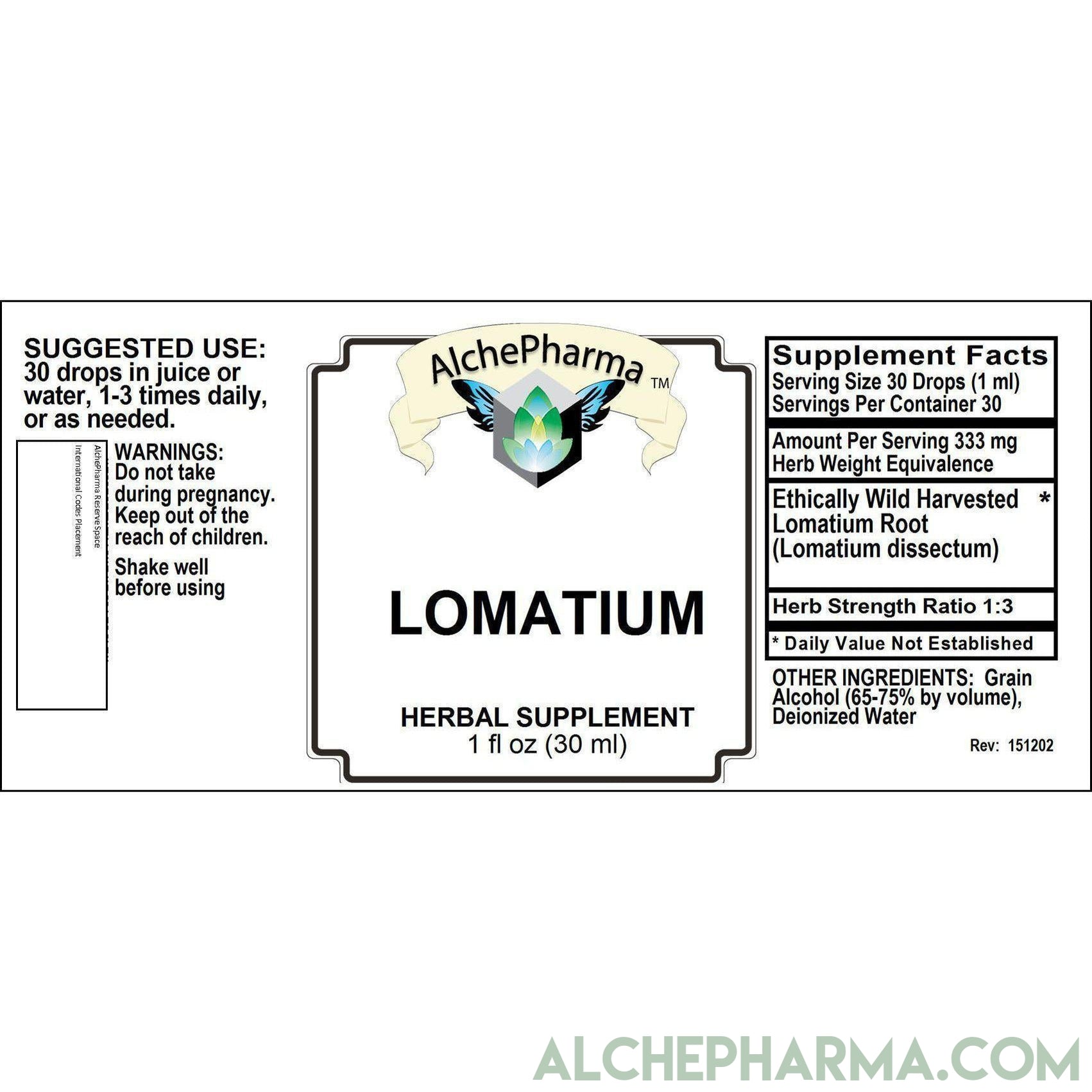 Lomatium Root Tincture, Professionally Rated Herb Strength Ratio1:3 Wild Harvested-Herb-AlchePharma